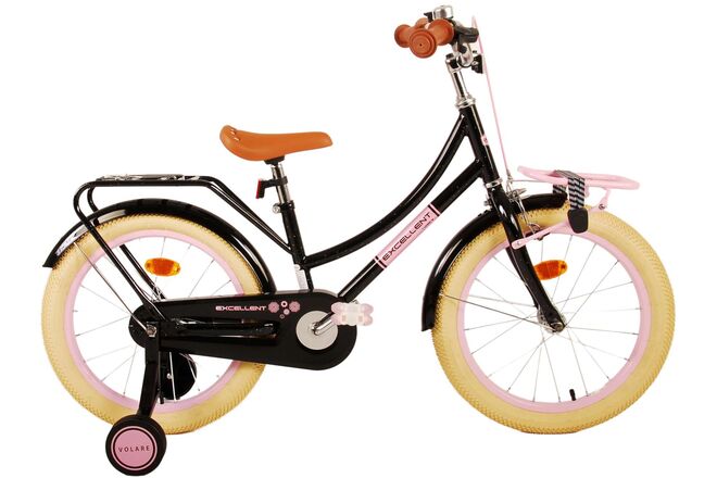 Excellent_18_inch_Zwart_-_2-W1800 Volare Excellent Kinderfiets - Meisjes - 18 inch - Zwart - 95% afgemonteerd - Afbeelding 1